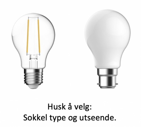 E27 og B22 sokkel. Dimbar